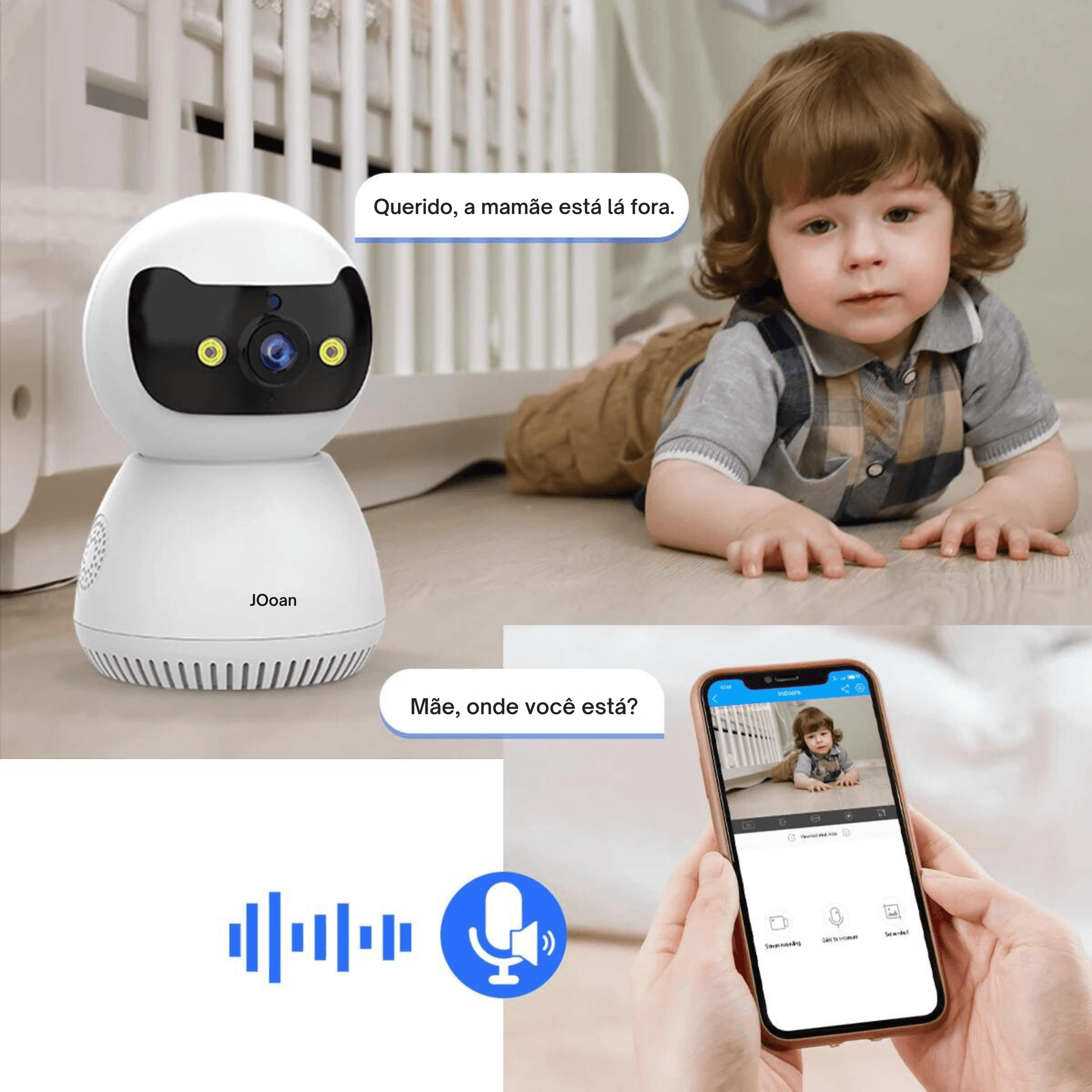 Babá Eletrônica WI-FI com Rastreamento AI e Visão Noturna